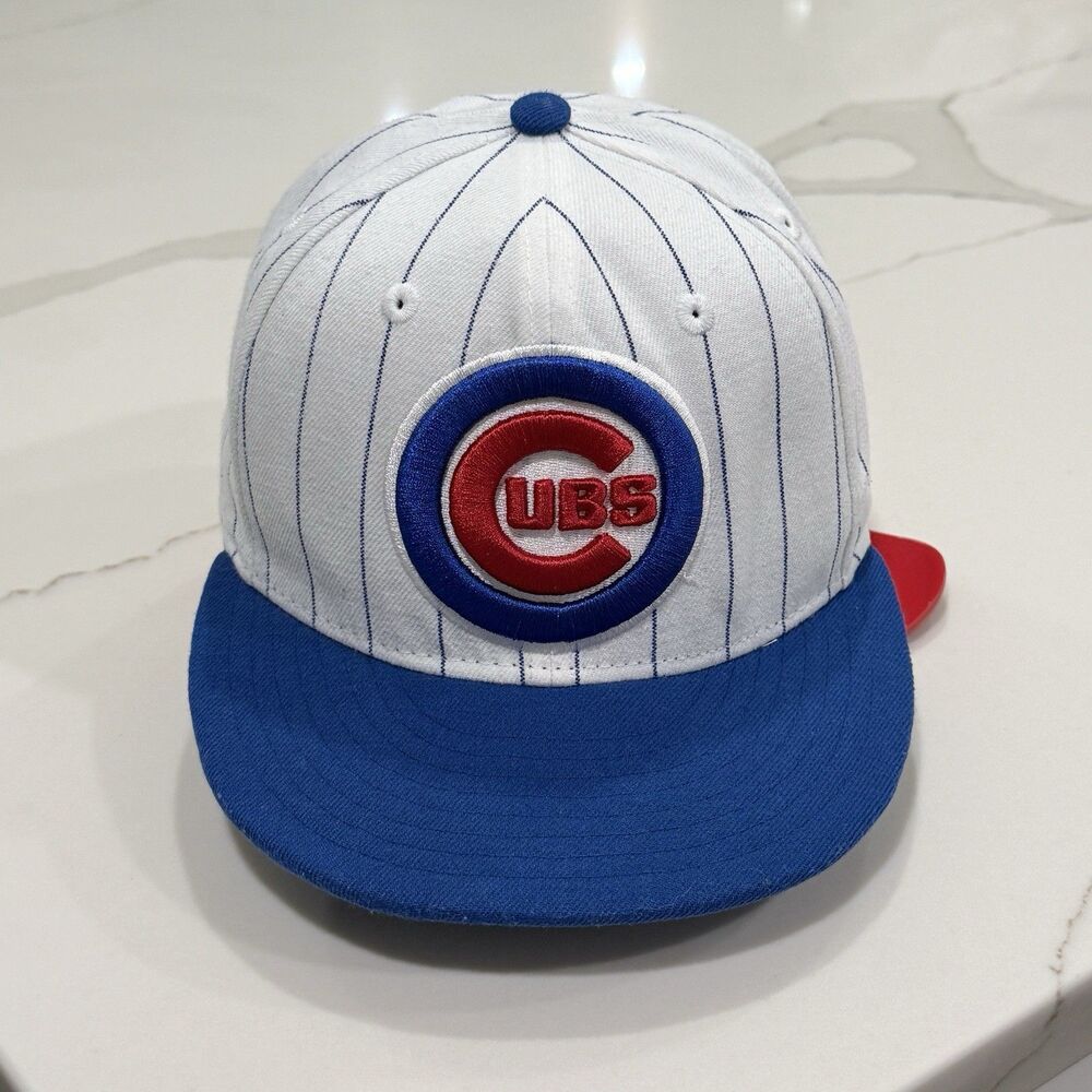 New Era 59FIFTY Chicago Cubs Pinstripe Fitted Hat Size 7 1/8